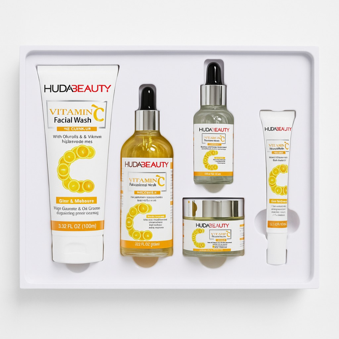 HUDA BEAUTY Vitamin C Skincare Set – 5-Piece Glow Kit