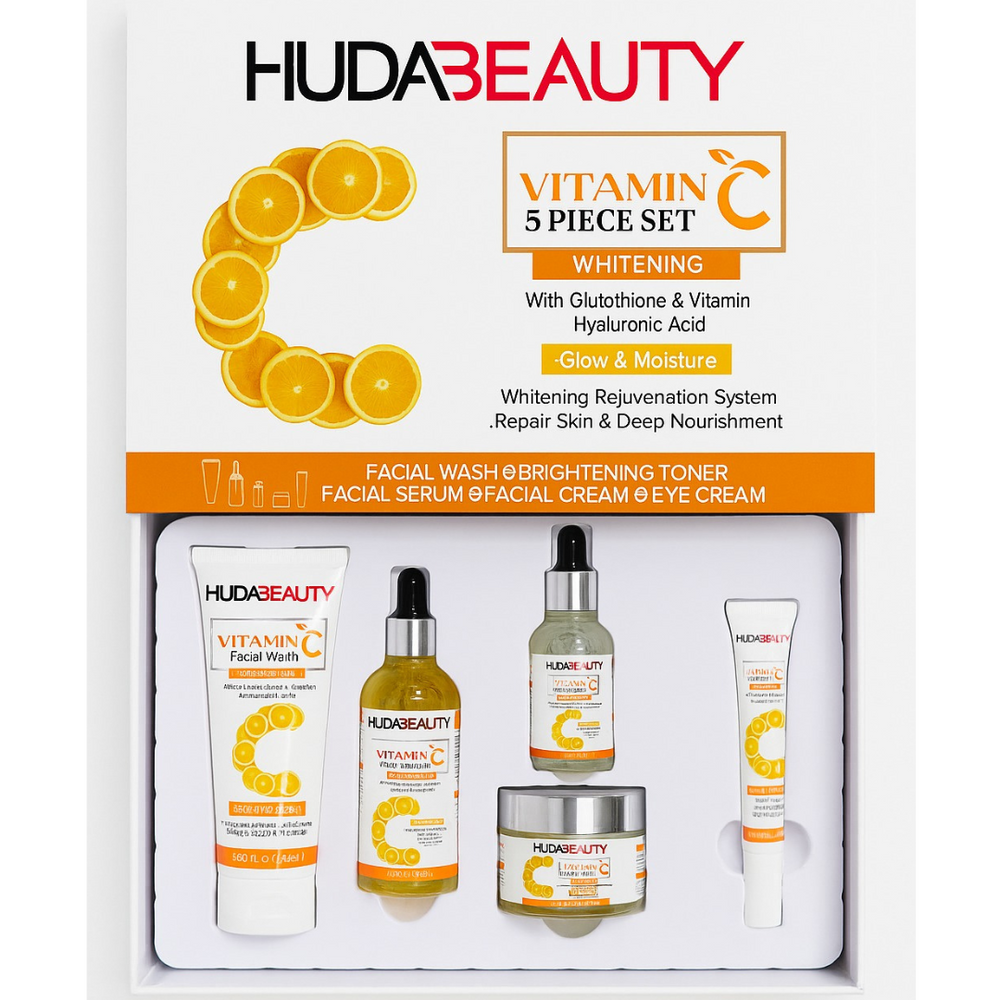HUDA BEAUTY Vitamin C Skincare Set – 5-Piece Glow Kit