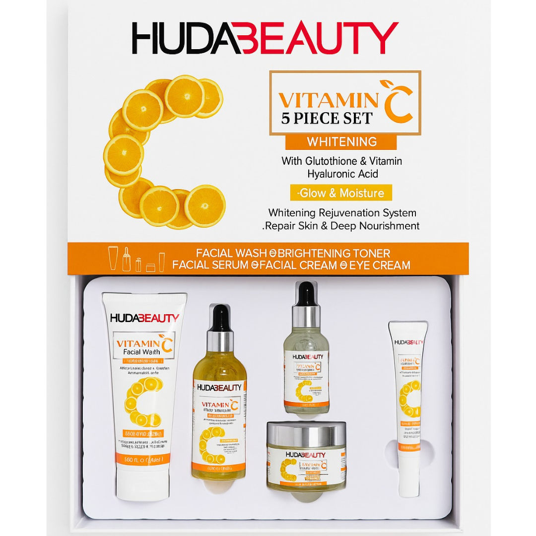 HUDA BEAUTY Vitamin C Skincare Set – 5-Piece Glow Kit