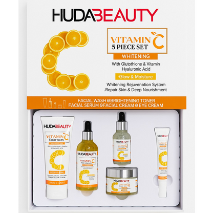 HUDA BEAUTY Vitamin C Skincare Set – 5-Piece Glow Kit
