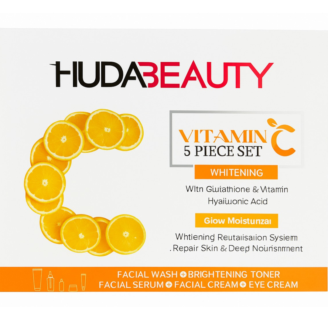 HUDA BEAUTY Vitamin C Skincare Set – 5-Piece Glow Kit