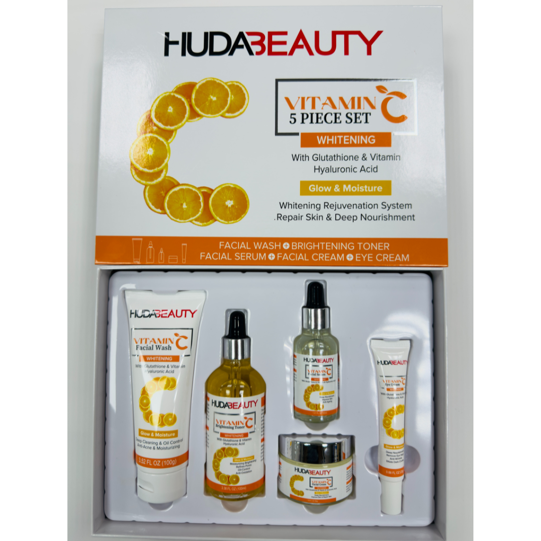 HUDA BEAUTY Vitamin C Skincare Set – 5-Piece Glow Kit